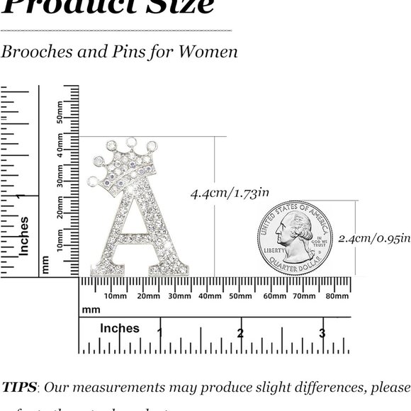 Brooches and Pins for Women Initial Brooch Pin Bag Charms Rhinestone Brooches fo - Picture 6 of 8